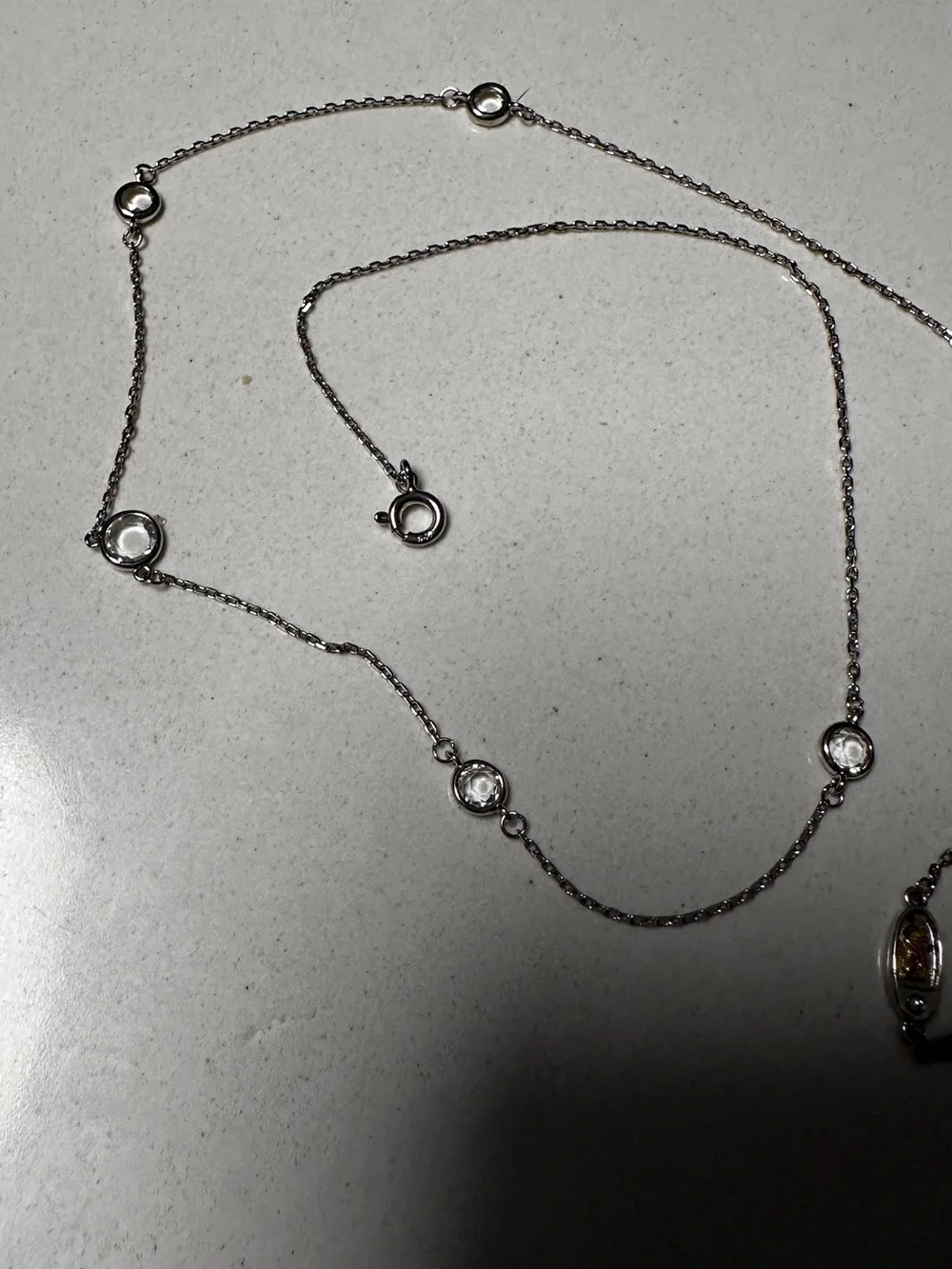 New Suzy Levian Sterling Silver White Topaz 5-Stone Station Necklace